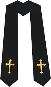 [UIALECG] Unisex Clergy Stole with Embroidery Cross 72", Traditional Choir Stole