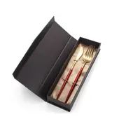 1Set Red Gold Painted TablewareSe Set 2pcs Cutlery Set 18/10 Stainless Steel Knife Fork Set Dinnerware Set Holiday Gift Box