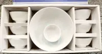 在飛比找Yahoo!奇摩拍賣優惠-早期 全國瓷器 全白條紋系列 餐具組 碗+碗公+圓盤