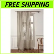European Flax Linen Sheer Curtain - 45 Inch Length, Light Filtering Elegance