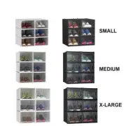 TAUS 6/12/18 PCS Stackable Shoe Box Sneaker Cases Storage Organizer Clear