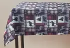 Printed Fabric Tablecloth,60"x102"Oblong, WOODLAND ANIMALS PATCHWORK,Main Street