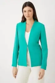 Wallis Collarless Smart Blazer Jacket Green UK Size 14 BNWT NEW B59