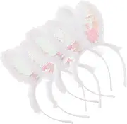 [COLLBATH] 4pcs Bunny Ear Headband Skincare Headband Easter Chipmunk Buns Brown Ears Bunny Inflatable Bunny Ears Headband Hair Band Rabbit Ears Tutu Animal Hat White Fabric