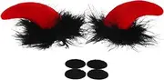 X AUTOHAUX Motorcycle Helmet Accessories Decoration Red Demon Horns with Black Fluff for Motorcycle Bicycle Skiing Helmets Red Black Plush Stickers 1 Set