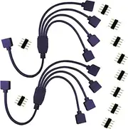 TronicsPros 4 Pins LED Splitter Cable LED Strip Connector 4 Way Y Splitter for One to Four SMD 5050 3528 2835 RGB LED Light Strips with 5X Male 4 Pin Plugs -30cm/12inch (1 to 4 Splitter Cable)