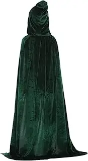 Halloween Hooded Cloak Velvet Cape Unisex Kids Children Long Cloak Fancy Dress Role Cosplay Costumes Out Halloween Party Green L