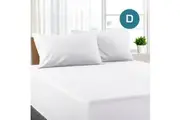 Double Size White Color Poly Cotton Fitted Sheet + Pillowcase