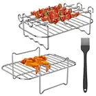 2X Air Fryer Accessories Frying Cage Pizza Tray Universal Dish Baking Pan Rack&&