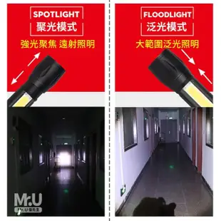 【Mr.U 優先生】迷你爆閃手電筒(LED 雙光源 三檔切換 可伸縮變焦 地震包 露營燈 防潑水)