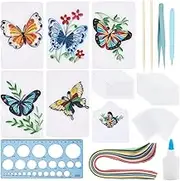 WEBEEDY 20 Sets DIY Butterfly Quilling Greeting Card Kit Paper Quilling Kit for Adults Beginners 5 Styles Butterfly Animal Quilling Greeting Card Making Kit with Instruction Birthday Thanksgiving Gift