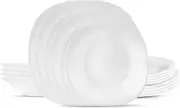 Bormioli Rocco Parma 18 Piece Dinnerware Set, Tempered Opal Glass, Clean White,