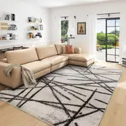 Soft Modern Geometric Area Rug for Bedroom and Living Room - Beige (200*300cm)