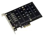 Controller Card Pcie 3.0 x4 for 4 SSD M.2 Nvme M Key Without Mode Fork