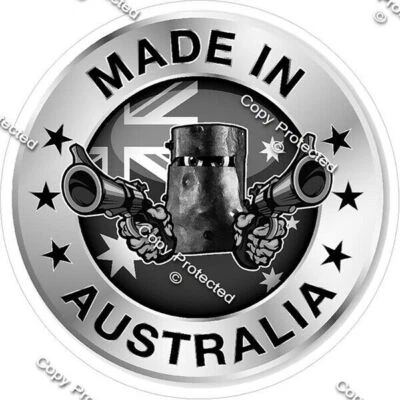 Greyscale Made In Australia Aussie Flag Ned Kelly Sticker 100mm Decal RV 4x4 V2