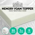 7cm Queen Visco Elastic Memory Foam Mattress Topper Bedding 55kg/m³ Breathable