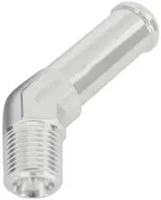 Aeroflow 45 Deg 1/8" Npt to 3/8" Barb Silver Straight Male to Male - AF845-02-06S