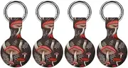 4PCS for Red Mushrooms Air Tag Holder Case Waterproof & Shockproof Anti-Scratch Protective Air Tag Cover with Keychain Ring Silicone Tags Holders for Luggage, Backpack, Keys, Pet