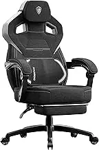 Dowinx Fabric Gaming Chair with Footrest, Big and Tall Ergonomic Gamer Chair with Lumbar Support, Wide Back Computer Chair for Heavy People, Black