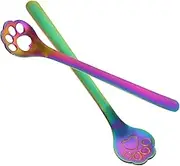 Cabilock 8pcs Pattern Spoons for Coffee Dessert Multi Use Stirring Spoons Smooth Surface for Easy Cleaning Dishwasher Safe for Home Cafes