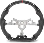 Steering Wheel, Compatible with C6 2006-2013, Carbon Fiber Style Wheel, Flat Bottom Leather Steering, Hydro Dipped Racing Wheel