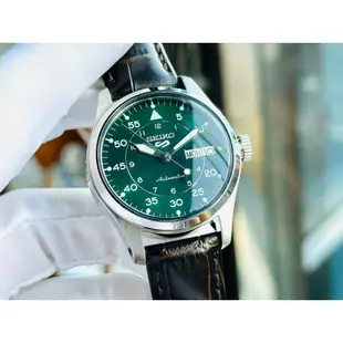 SEIKO 精工 5sports 綠面5號機械錶 皮錶36mm 【Watch On-line Store 】