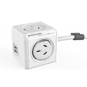 Allocacoc PowerCube 4 Socket 2 USB Power Board/Mount w/1.5m Extension Cord White