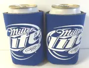 Miller Lite Bottle Can Koozie Two Logos Fold Flat - Set of (2) - New & Free Ship