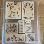 Stampin Up! BACKYARD BBQ Stamp Set Cookout Hamburger Hotdog Apron