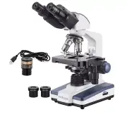 AmScope 40X-2500X Compound Binocular Microscope+3D Mechanical Stage+1.0MP Camera