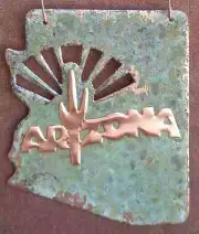 ARIZONA STATE SHAPE Copper Verdigris Christmas Ornament Handcrafted AZ Southwest
