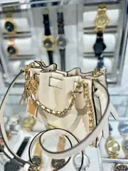 Michael Kors Ladies Mina Small Crossbody Shoulder Bag Handbag Purse Light Cream