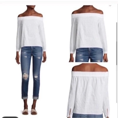 rag & bone White Off the Shoulder Drew Top Small