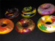 (6) Homemade DONUT Shaped CRAYONS mixed color schemes 2.75-3" each (New) Lot #1