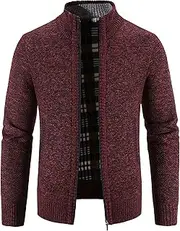 [Generic] Men's Classic Stand Cardigan Sweaters Stand Slim Fit Casual Knitted Sweater Cardigan Sweater with Pocked for Men