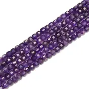 Amethyst Faceted Square Dice Cube Beads Size 4mm 15.5'' Strand (4mm)