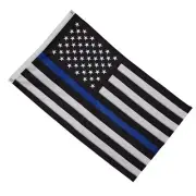 Embroidered Thin Blue Line Flag - 3' x 5' - Heroes Edition Oxford Polyester