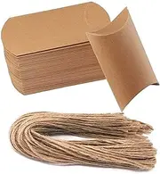 50 Pcs Kraft Paper Pillow Boxes Vintage Natural Candy Boxes for Wedding Party Candy Favor Boxes