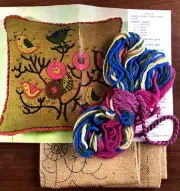 BIRDS by Erica Wilson Vintage Hiawatha Crewel Embroidery Kit Box Pillow