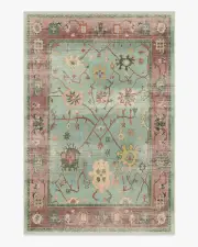 200' x 290' | Machine Washable Runner Rug | Kid & Pet Friendly | Indoor Rug | Jemima Sage and Rosewood Tufted Rug | Ruggable