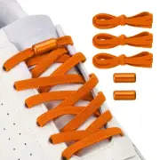 No Tie Shoelaces Tieless Elastic Shoe Laces 3Pcs with 2 Metal Buckles, Orange