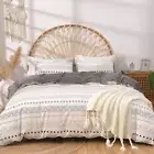 Duvet Cover Queen Size, Boho Aztec White Duvet Cover Bedding Set for All