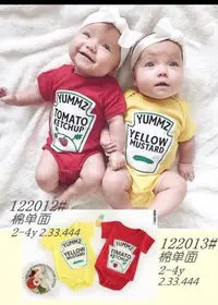 在飛比找Yahoo!奇摩拍賣優惠-【FS369現貨黃90碼】可愛連身番茄醬連身衣衣著新生兒寶兔