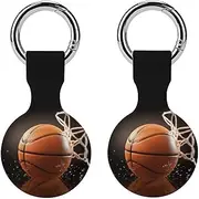2PCS for Basketball Air Tag Holder Case Waterproof & Shockproof Anti-Scratch Protective Air Tag Cover with Keychain Ring Silicone Tags Holders for Luggage, Backpack, Keys, Pet