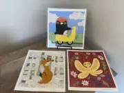 Kate Endle Collage Set Of 3 Prints 8” Square Child’ Room Colorful Fun Wall Art