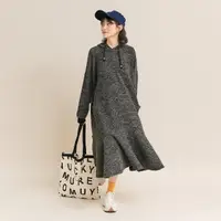 在飛比找momo購物網優惠-【Dailo】雙11 花色仿毛線傘襬長袖洋裝(咖 灰/魅力商