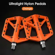 WEST BIKING Nylon Bicycle Pedals Ultralight BMX Moutain Road Bike Pedals DU Bearings Big Foot Flat Non-Slip Cycling Accessories Orange