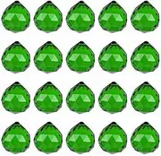 20pcs Crystal Prism Suncatcher for Windows Hanging, 120 Sided Clear Glass Crystal Sun Catcher Beads Pendants Maker Balls for Indoor Window Feng Shui Home Decor Green 20mm