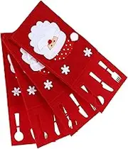 Gogogmee 4pcs Christmas Cutlery Bag Holdiay Silverware Pocket Christmas Dinning Table Decor Christmas Table Decorations Santa Hat Tableware Bag Mini Hat Tote Bag Wedding Non-Woven Fabric