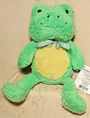 Meadow Friends GREEN FROG 11" Stuffed Animal Easter Plush Toy Toad with Blue Bow